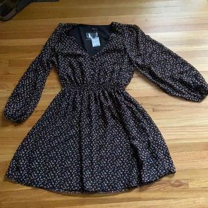 NWT Madewell V-Neck Long Sleeve Smocked Minidress - Size XS
